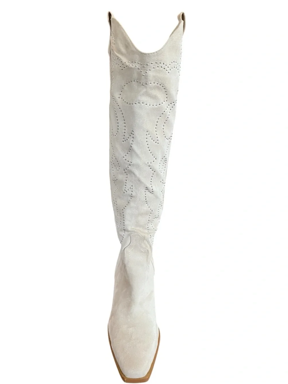 Billini Celara Cream Western Tall Suede Boots with studded detail Size 10